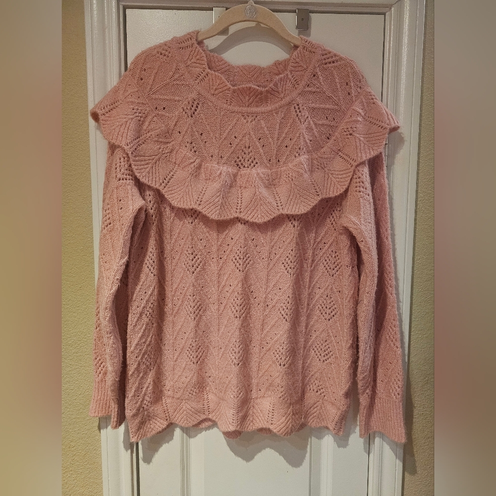 Chic Pink Knit Sweater Large